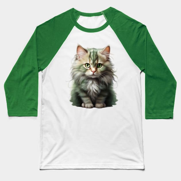 Cat with green eyes Baseball T-Shirt by roda star